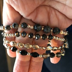 Women’s gold grey black stretch bracelet